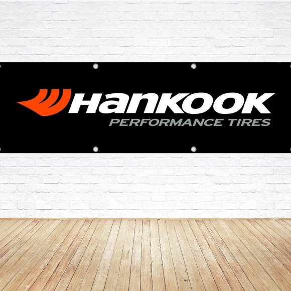 HANKOOK Tires Logo Vinyl Banner 1.5x6ft. Sign Tire Shop Mechanic Auto Racing Fan - Picture 1 of 5